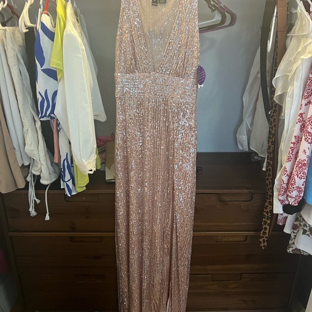 Windsor Rose Gold Sequin Maxi Dress
